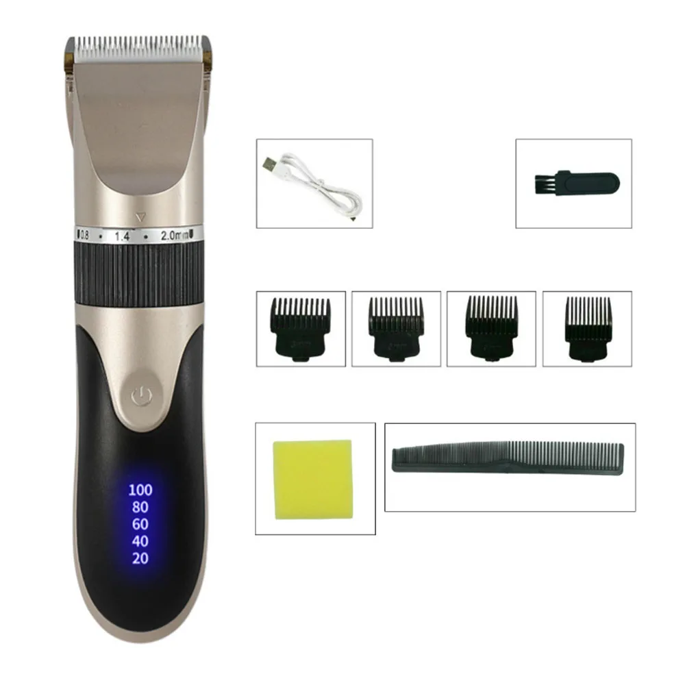 USB Sạc Gốm Cắt Kẹp Tóc Máy Cắt Tỉa Râu Điện Cắt Tóc Kiểu Tóc Cắt Chuyên Nghiệp Cho Nam