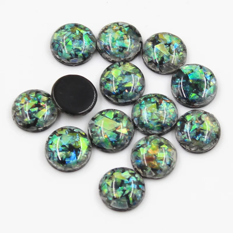 50pcs 12mm Mix Colors Base Button Bright Wafer Flat Back Resin Cabochons Cameo Fit DIY Cabochons Tray Earrings Rings Accessories