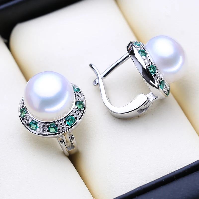 FENASY-Boucles d'oreilles en perles d'eau douce naturelles pour femmes, bijoux à la mode, style coréen classique, en argent regardé 925