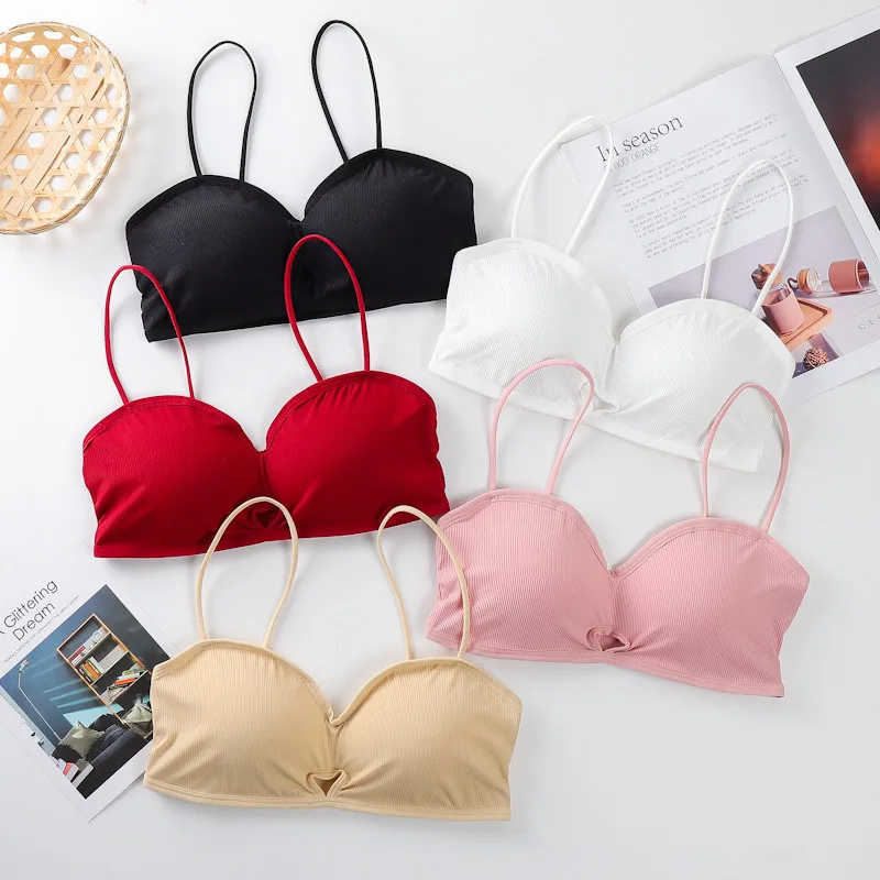 

Women Bra Sexy Underwear for Female Stretch Brasser Push Up Bras Solid Color Wire Free Bralette Fashion Hollow Sleeveless Camis