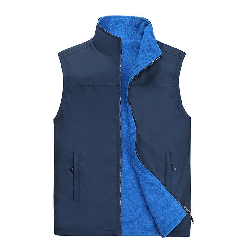 MRMT 2024 Brand New Men\'s Vest Fleece Jacket Trend Middle Aged Elderly Plus Velvet Warm Vest Dad Cotton Waistcoat Vest