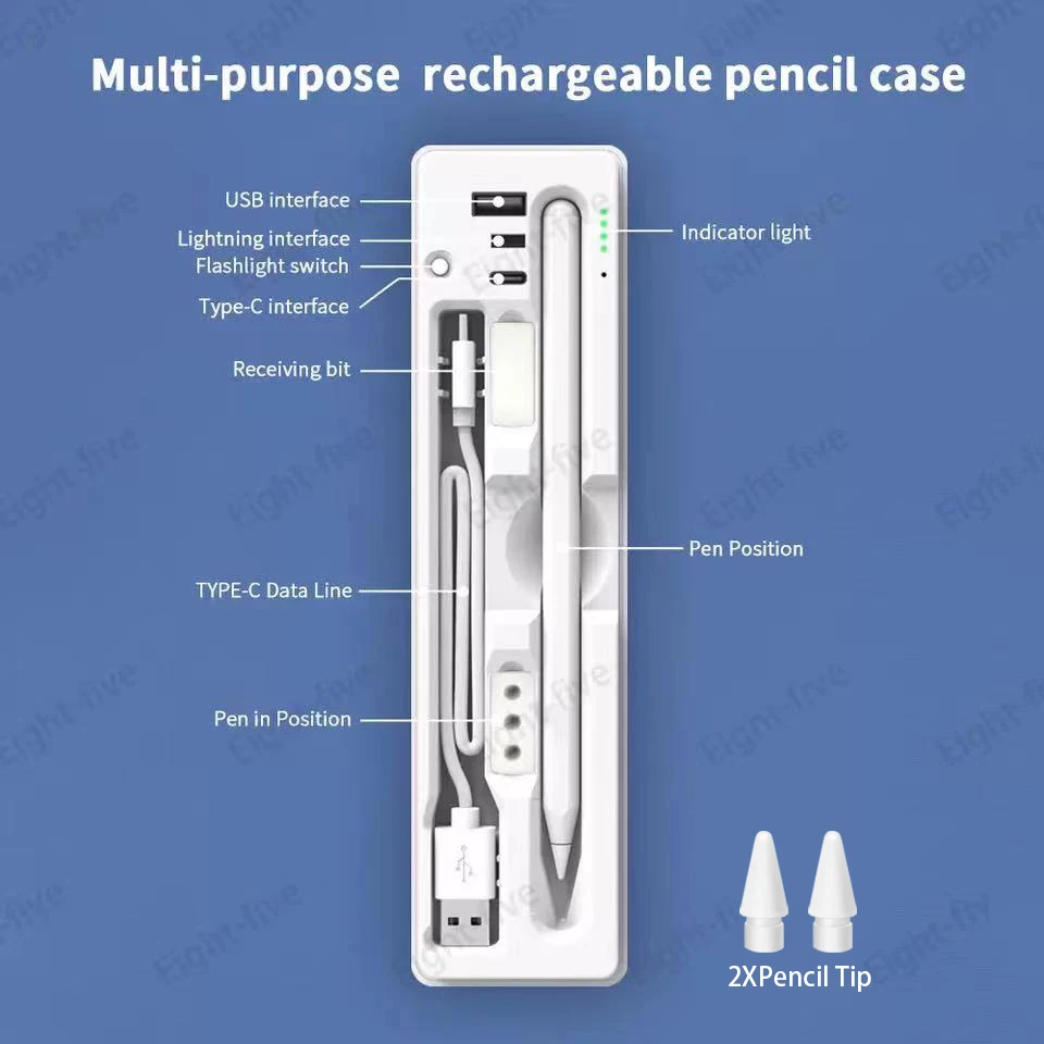 Adequado para ipad lápis adequado para apple lápis 2l caneta stylus e huawei logitech tipo-c usb recarregável stylus caixa de armazenamento