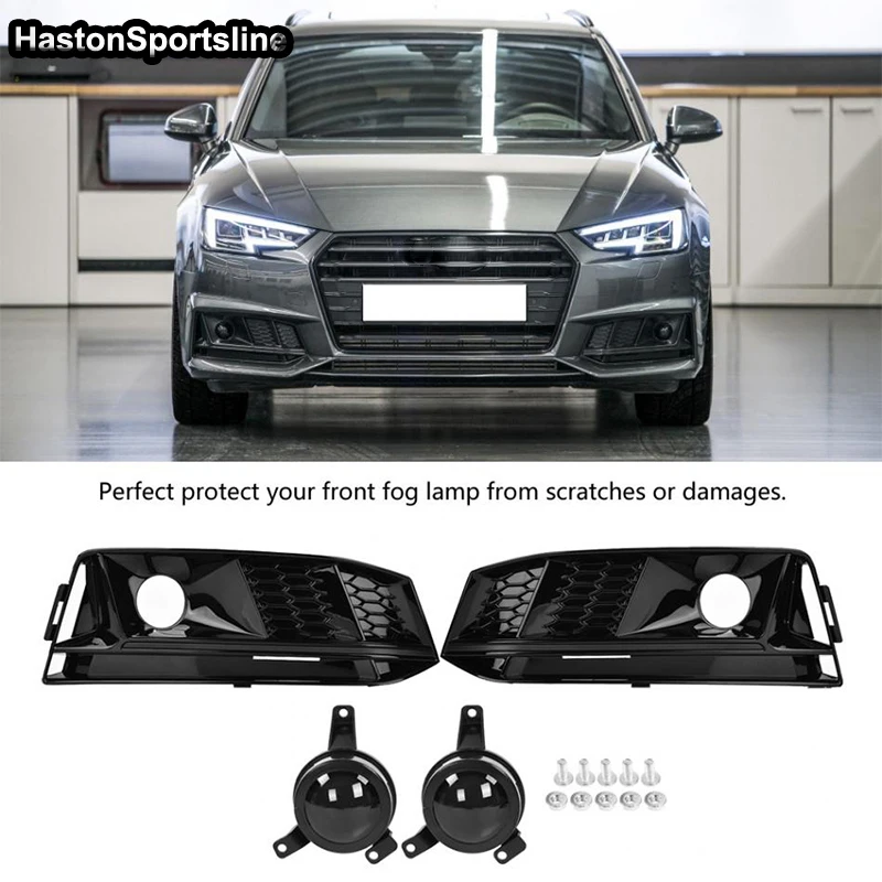 

For Audi A4 B9 S4 S-Line Honeycomb Front Fog Light Fog Lamp Cover Grille Grill Car Styling 2017 2018 Only Fit S4 S-Line