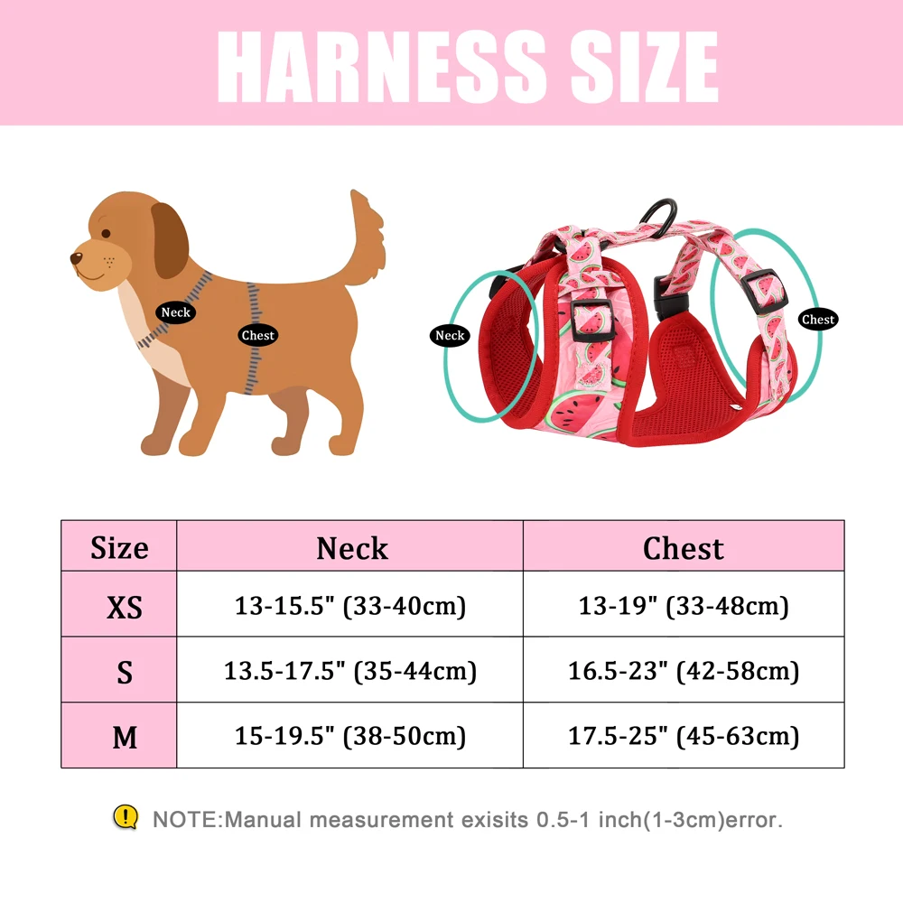 Mesh Nylon Dog Harness Cute Printed Puppy Harnesses Vest Soft Breathable Pet Vests Adjustable For Small Medium Large Dogs Pug