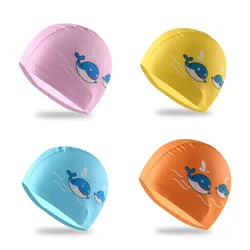 1-10 Years Old Cartoon Animal Children Swimming Caps Elastic Elastic Boys Gilrs Swimming Hat Long Hair Waterproof Swim Pool Cap