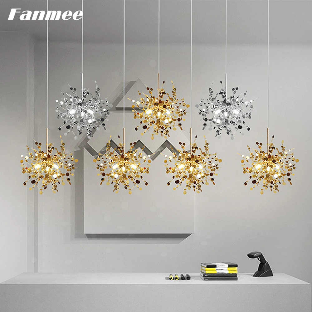 

Modern Steel Starburst Chandelier Lighting Gold Luxury Pendant Hanging Light Home Island Ceiling Lamp for Kitchen Dining Room