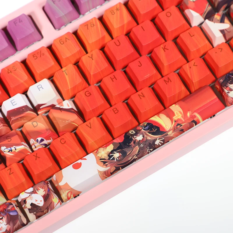 108 104 Keys Genshin Impact Theme Keycap for Mechanical Keyboard Hutao Creative Pbt Material Keycaps