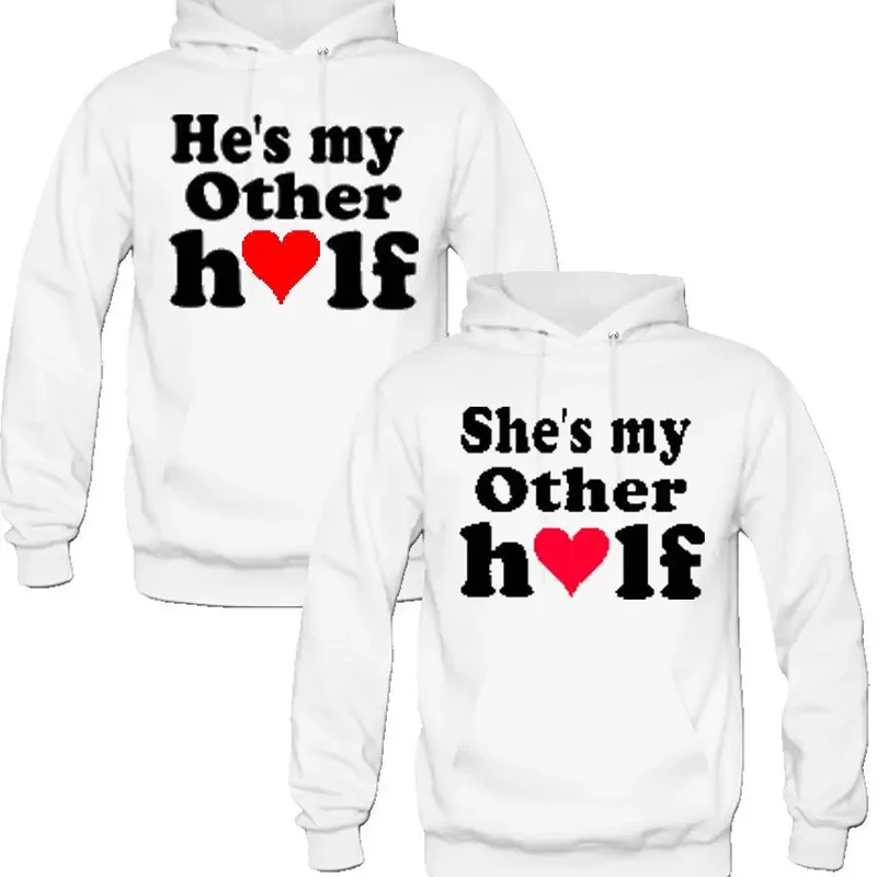 Casual Pullovers Gift He's My Other Half She's My Other Half Printed Couple Hoodies Women Men Sweatshirt Lovers Couples Hoodies