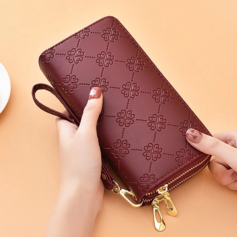 

Phone Purses Women Wallets Big Female Purse Leather Brand Casual Monedero Ladies Long Woman Wallets Coin Card Clutch Double Zip