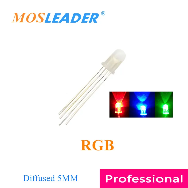 

Mosleader 1000 шт 5 мм RGB 4 контакта 4 P общий анод/катод диффузный красный зеленый синий полный цвет F5 Круглый светодиодный