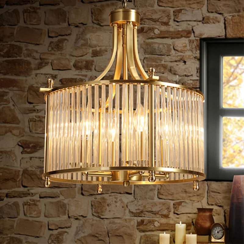 

Modern Copper Chandelier Wrought LED Chandeliers Lighting Fixtures LED Hanging Lamp With Glass Shade For Living Room