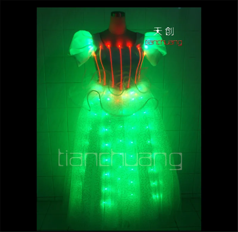 led costumes Full color Programmable dance dress ballroom singer wears stage show clothing disco wedding colorful lighting