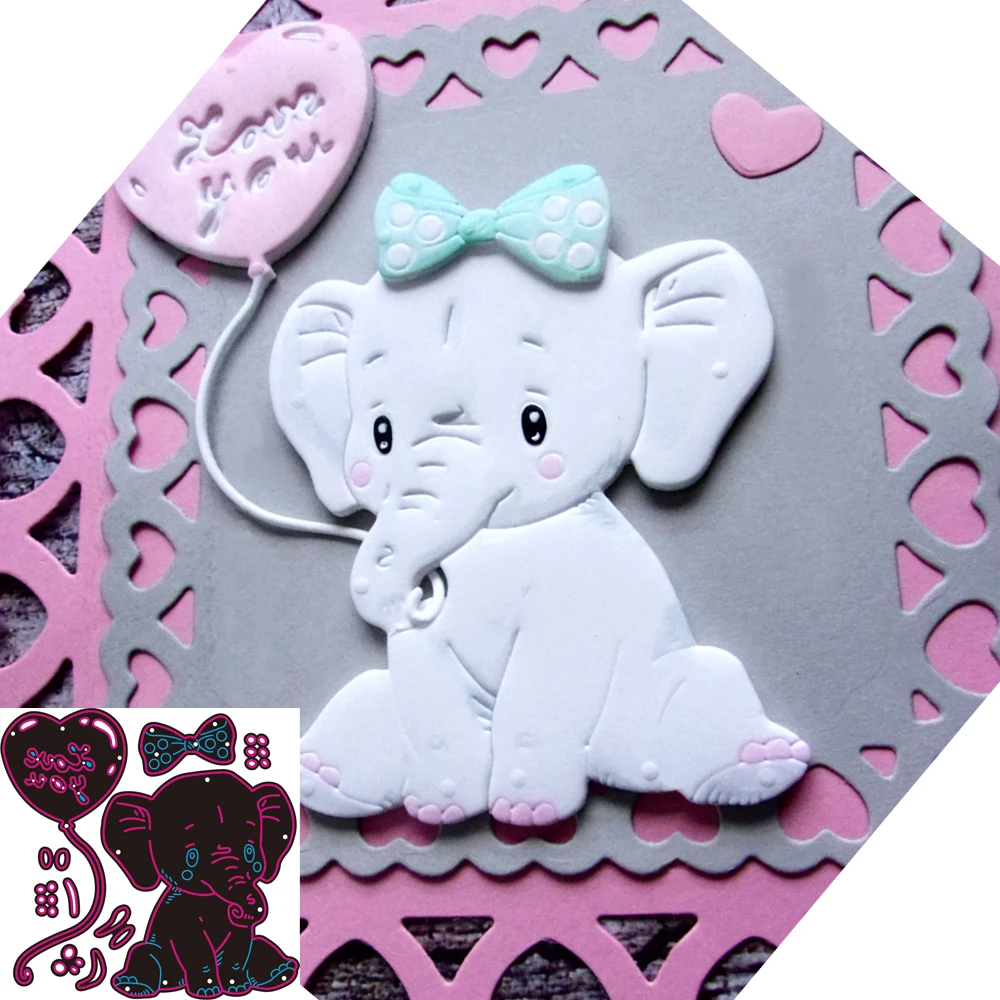 

Sail Animal Baby Dies Elephant Doll Love Balloon Metal Cutting Dies Scrapbooking For DIY Embossing Cuts Craft Die Boy Elephant