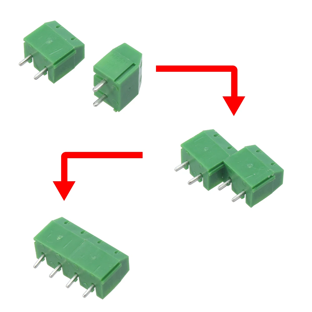 Conector de bloque de terminales PCB de 5mm de paso, 5/10 piezas/lote, KF301-5.0-2P, paso de KF301-3P, 5,0mm, Pin recto 2P 3P 4P