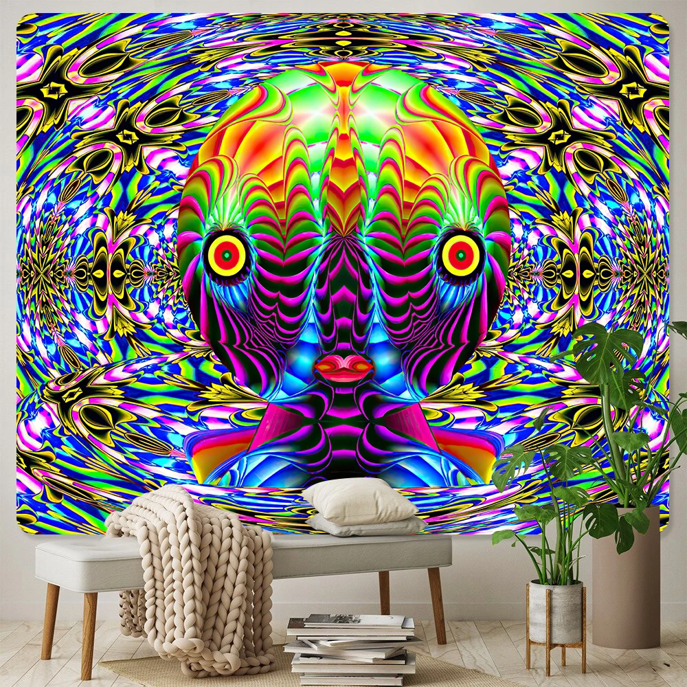 Demon Eye Home Art Tapestry Psychedelic Scene Bohemian Decoration Tapestry Hippie Yoga Mat Bedroom Sheet Sofa Blanket