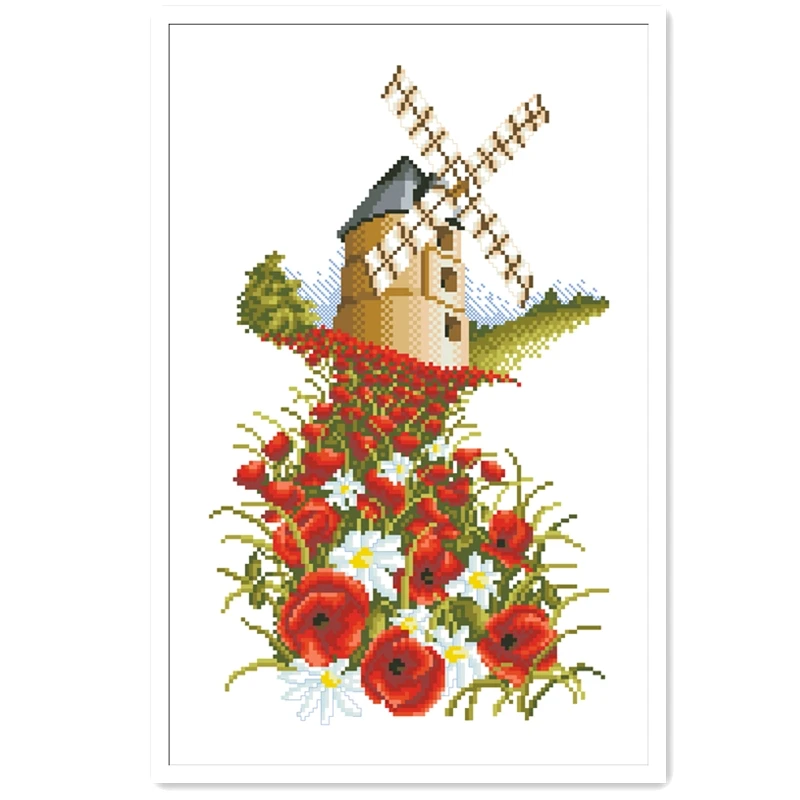 Poppy mill cross-stitch kits package 18ct 14ct 11ct white cloth cotton thread embroidery DIY cross stitch needlework