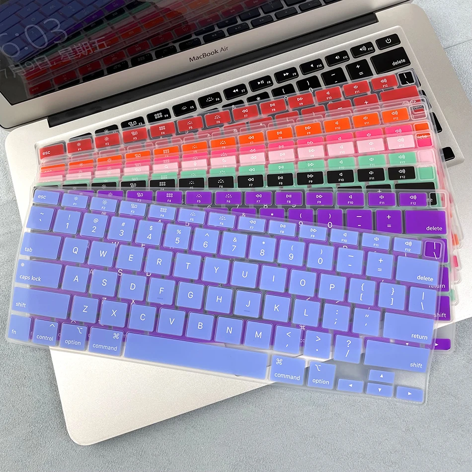 Penutup Keyboard Laptop EU US-Enter untuk Macbook Air 13 A2337 A2179 Warna Silikon Tahan Air Casing Film Pelindung Keyboard