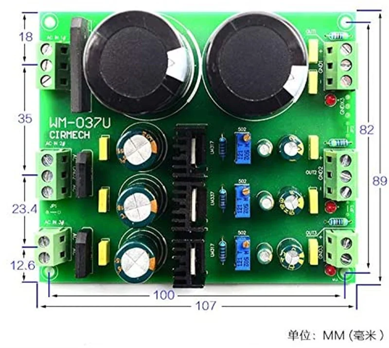1pc 포지티브 및 네거티브 정류기 필터 전원 LM317 LM337 멀티 정밀 조정 정류기 레귤레이터 필터 플레이트 Moudle