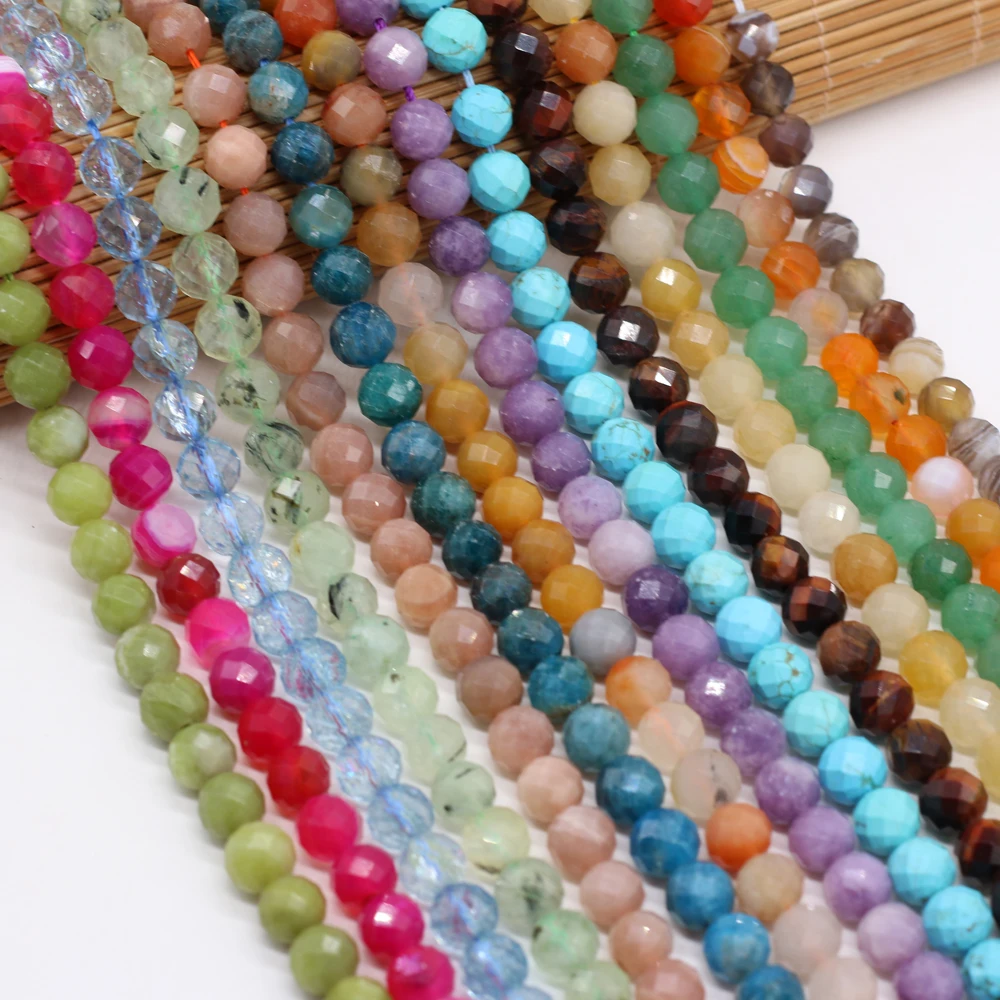 Natural Stone Semi-precious Stone Round Faceted Beads for DIY Necklace Bracelet Making Jewelry 8mm