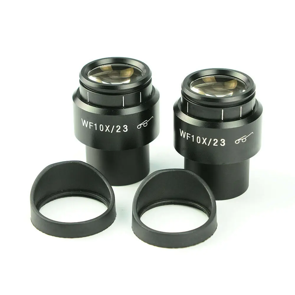 Wide Field 23mm Magnifiction 10x Stereo Microscope Zoom Eyepiece Adjustable Diopter 30mm Dia Microscopio Eyepieces with Eye Cups