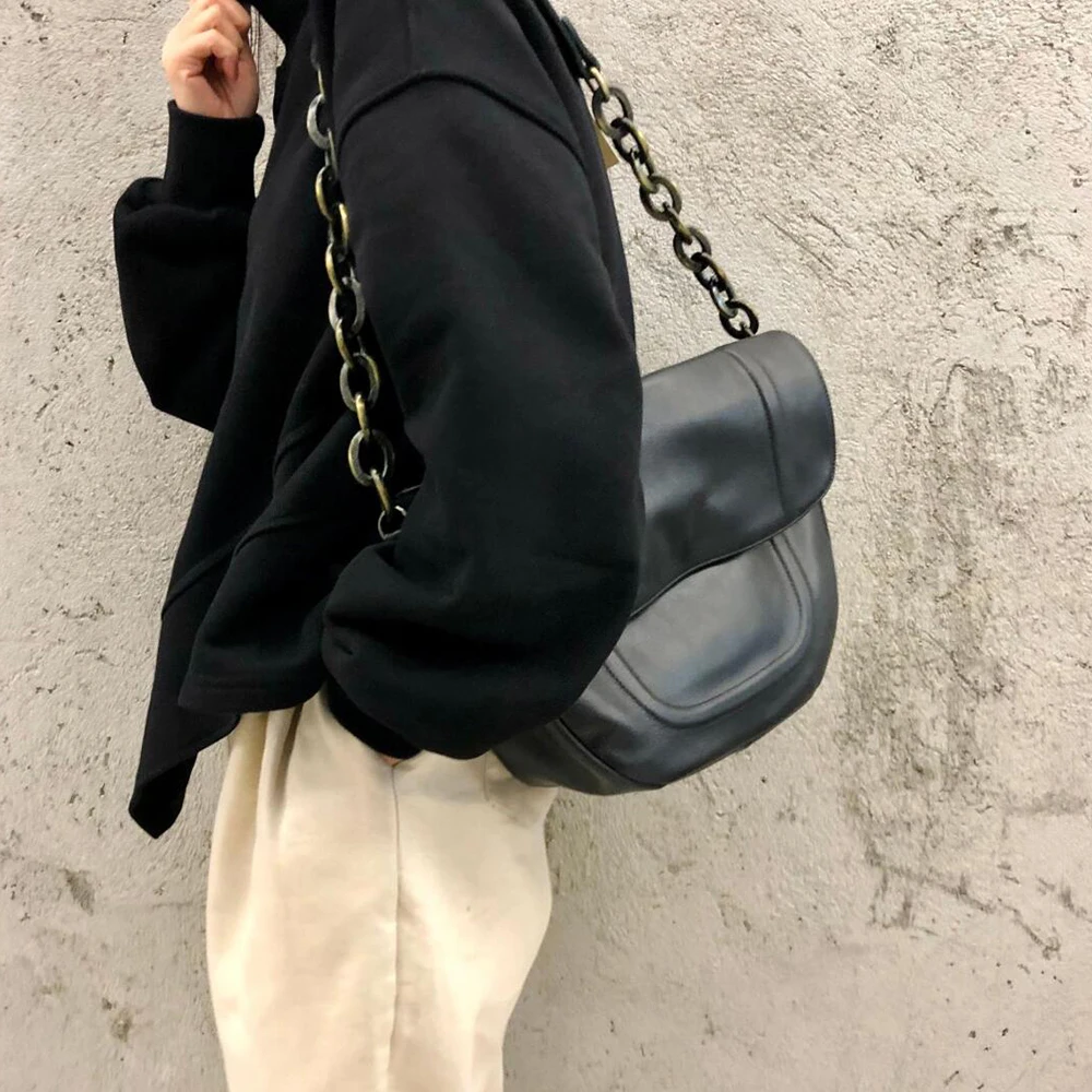 Modna torba crossbody z prawdziwej skóry, duża pojemność, torebka na ramię z łańcuszkiem dla kobiet, codzienna, miękka, modna torebka damska.