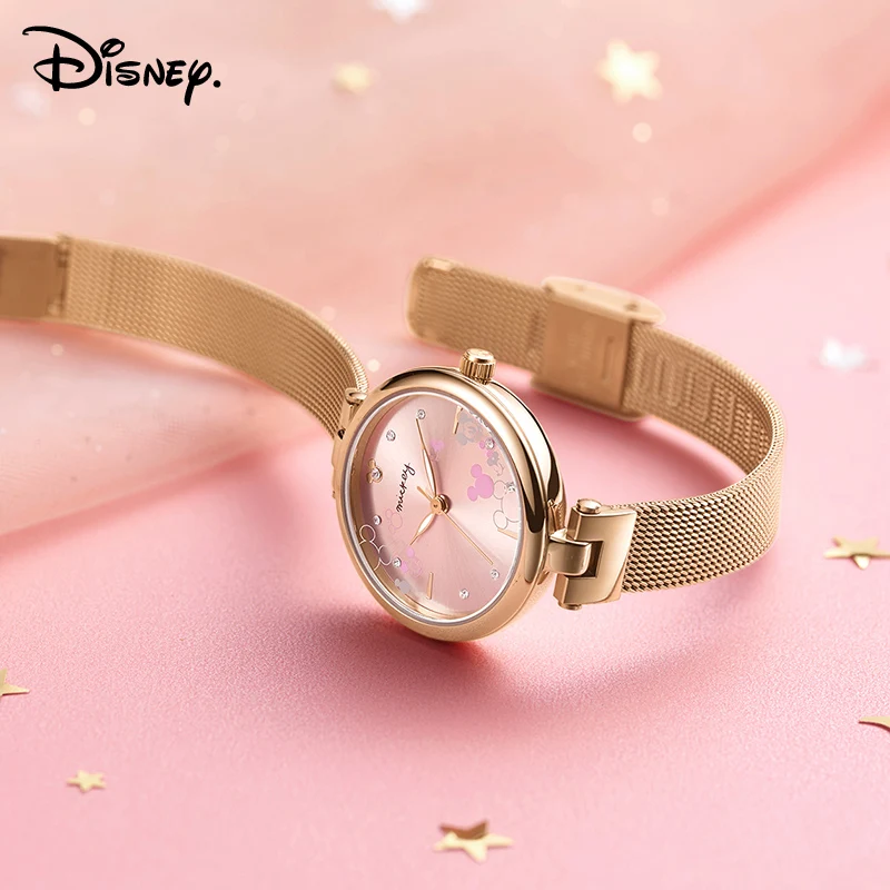 Disney Women Fashion Casual Japan Quartz Wristwatch Rhinstone Scale Micky Mouse Cartoon Lady Youth Girl Female Lovely Cute Clock