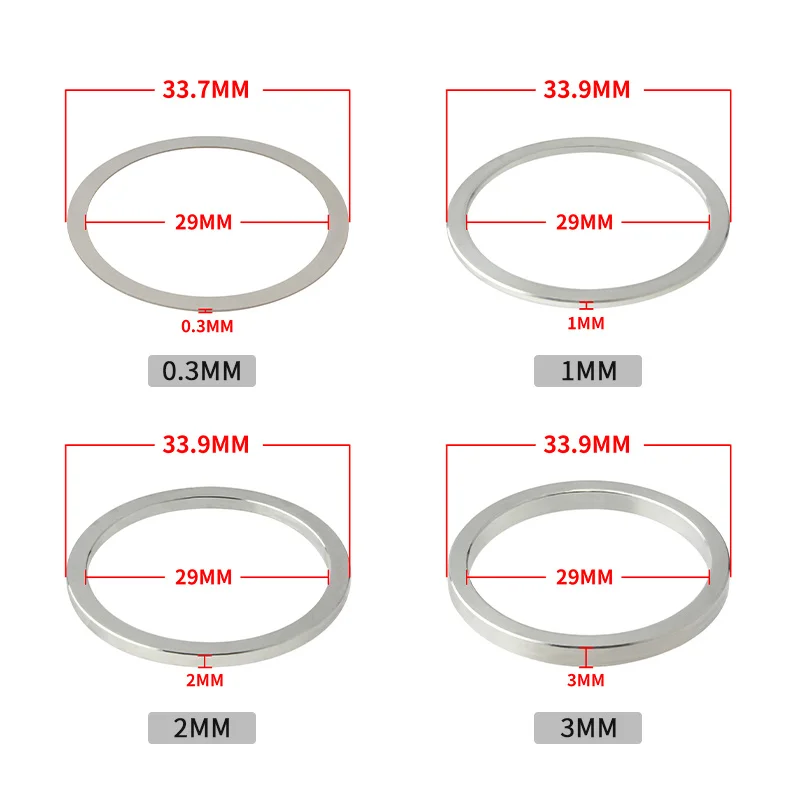 MUQZI Bike Fork Washer Headset Adjusting Spacer Aluminium Alloy Stainless Steel Fine Tuning Gap Washer 0.3/1/2/3mm