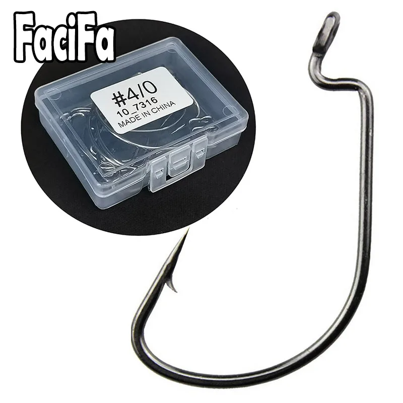 10 or 20 pcs Wide Gap Worm Fishing Hook with Box Jig Crank Big Bass Hook High Carbon Steel Crank Hook for Soft Fishing Lure