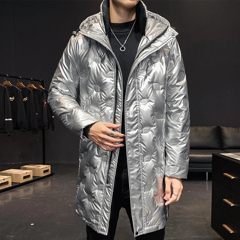 2021 new winter down jacket men's long style fashion couple thickened warm hooded coat brand white duck down high quality coat