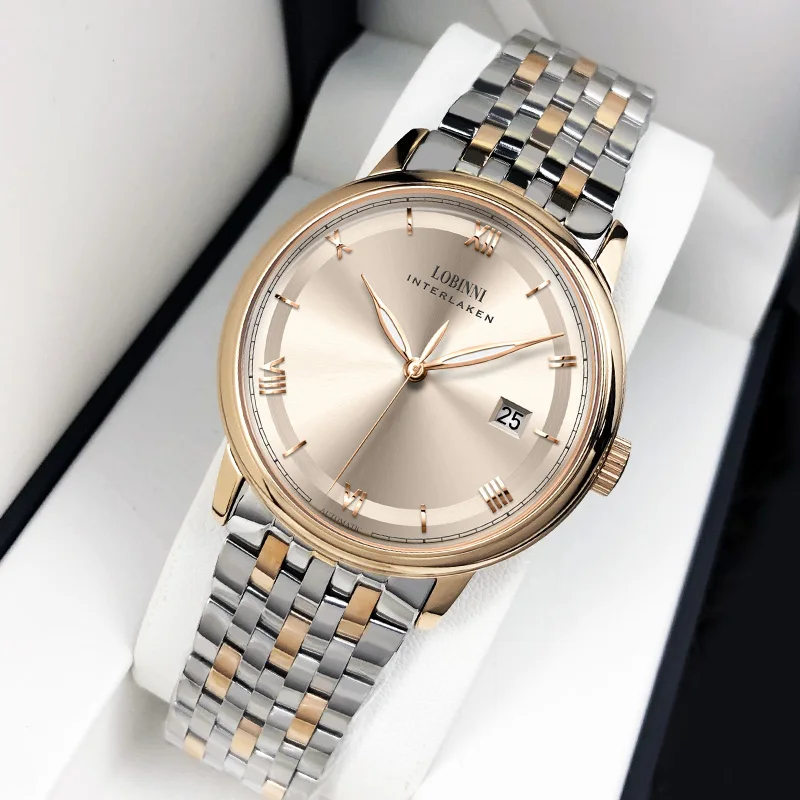 LOBINNI 316L Stainless Steel Automatic Mechanical Watches Men Ultra Thin White Dial MIYOTA Movement Waterproof Watches