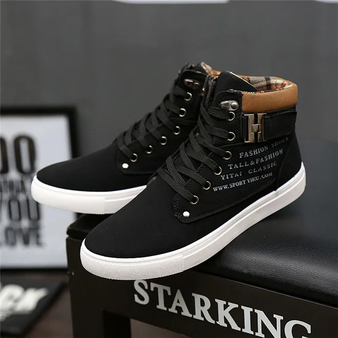 Fashion Men Casual Shoes High Top Canvas Shoes Sneakers Man Lace-Up Breathable Trainers Men Baskets Homme Basic Flats Shoes 365