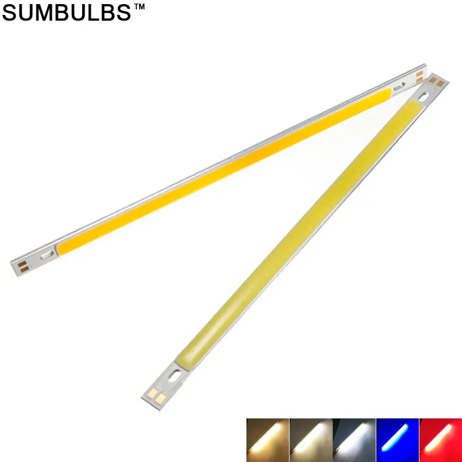 

Sumbulbs 200*10MM Warm Natural Cold Blue Red Green COB LED Bar Light Strip 10W DC12-14V 20CM 1000LM for DIY Car Lights Bulb Lamp