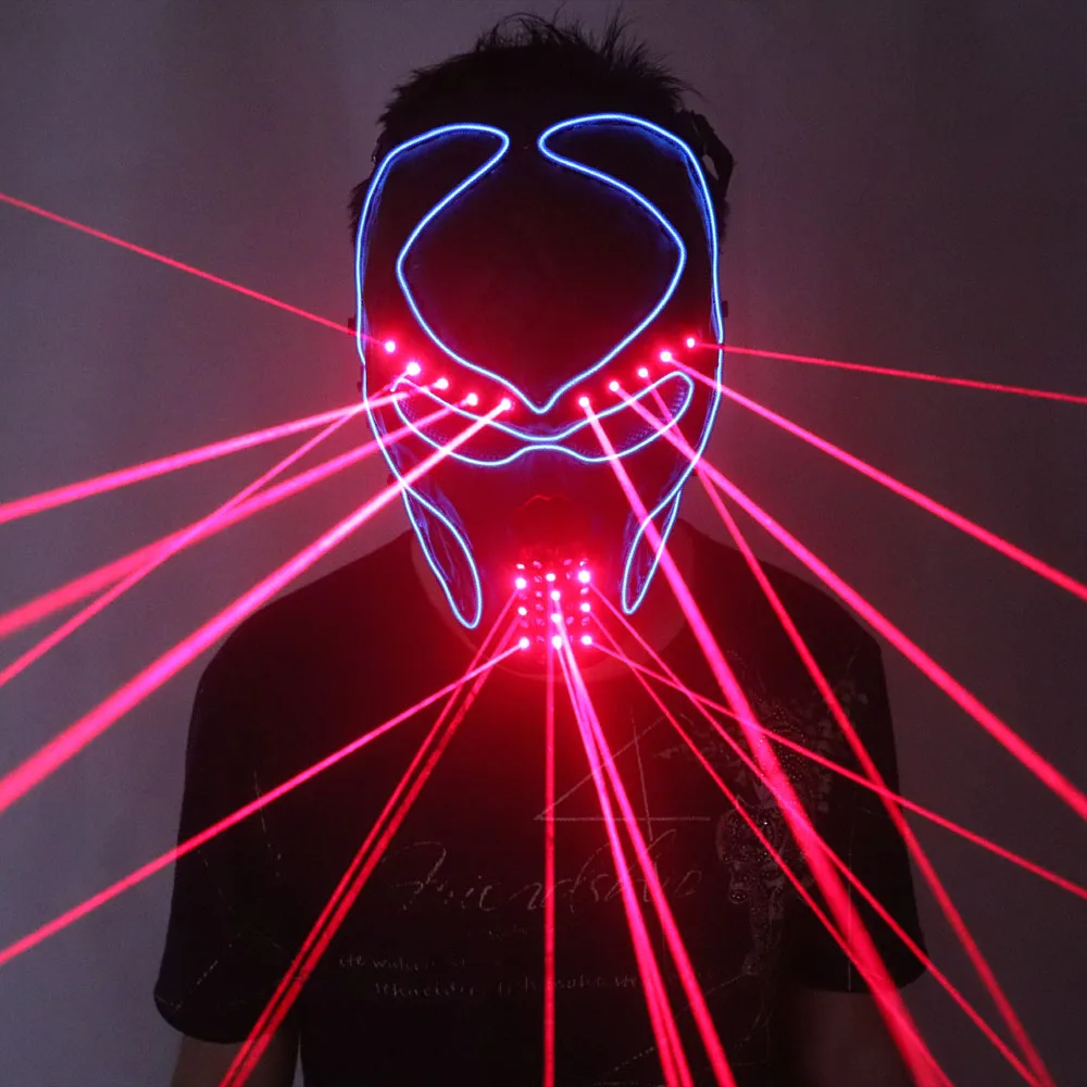 Fashion Red Laser Mask Luminous Light Up Laserman Face Mask Laser Show Halloween Masks For Laser Stage Dancer Party Supplies