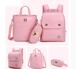 Mochila escolar japonesa para meninas, mochila ortopédica infantil para livros, mochila escolar japonesa pu para crianças