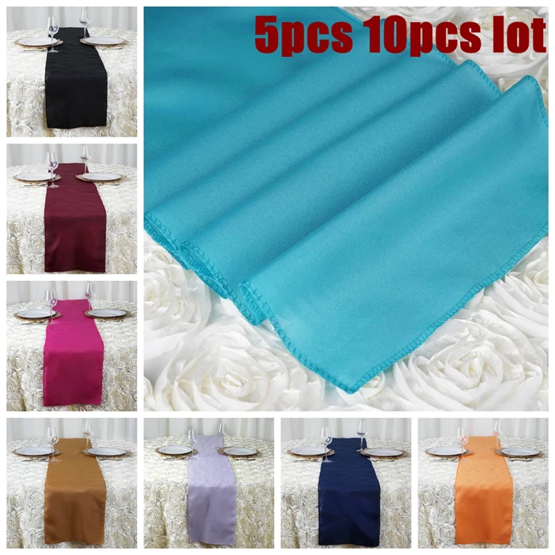 5pcs 10pcs  Wedding Table Runners Polyester Tablecloth Runner For Banquet Wedding Event Home Decoration