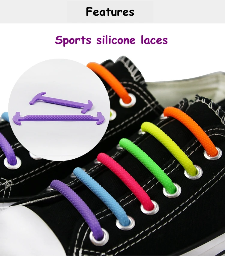 16 teile/los Silikon Schnürsenkel Elastische Halbkreis Silikon Schnürsenkel Spezielle Keine Krawatte Schnürsenkel Männer Frauen Schnürsenkel Gummi Zapatillas – Detail 6