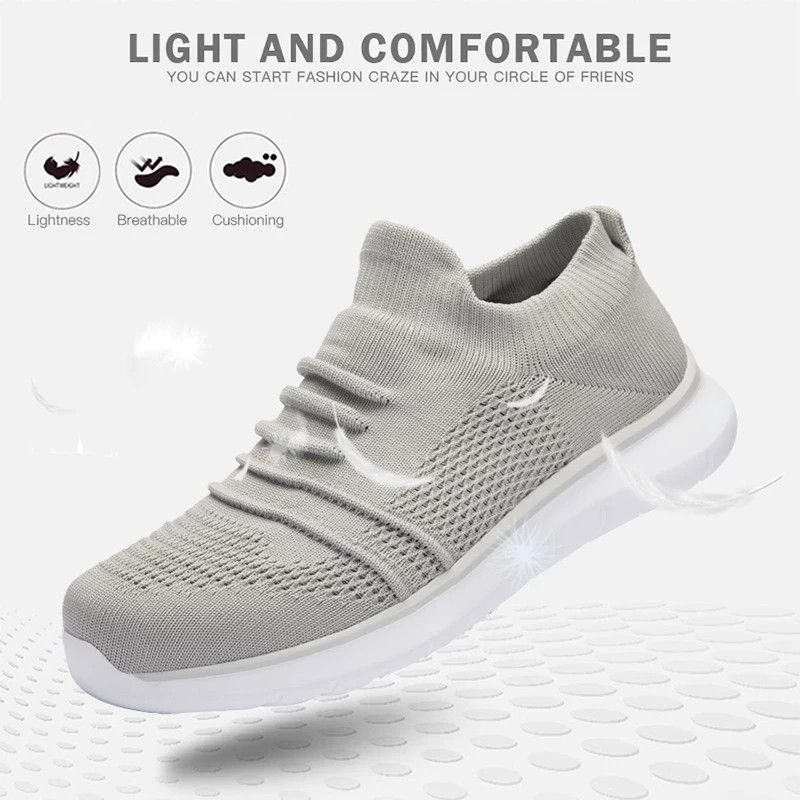 Men Sneakers Slip-on Men Sport Shoes Outdoor Walking Footwear Lightweight Knit Breathable Shoe Non-Slip Sock Shoes Big Size 50