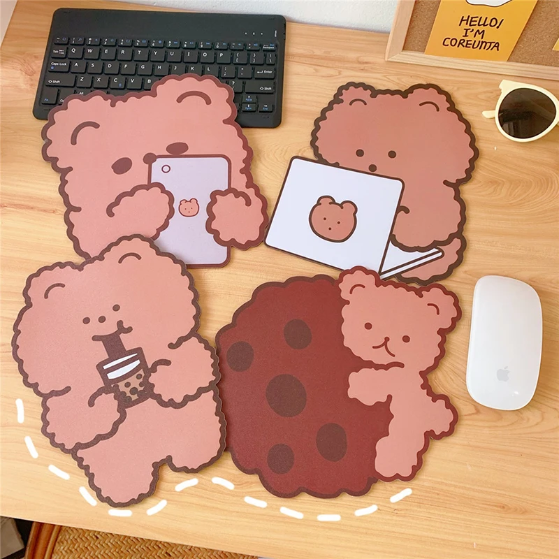 Kawaii Table Mat Ins Japanese Desktop Desk Mat Mini Cute Rabbit Bear Water Coaster Stickers Scrivania Kawaii Silicone Mouse Pad