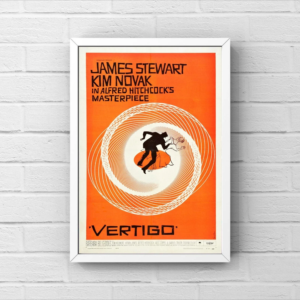 Vertigo, original poster, 1958 American film noir psychological thriller film Canvas Home Wall Painting Decoration (No Frame)