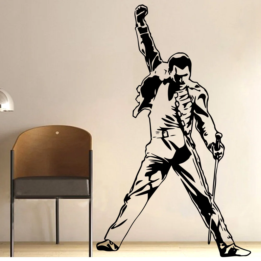 Vintage Freddie Mercury Queen Band Wall Decal Music Rock Boys Bedroom Livingroom Vinyl Stickers Removable Room Decoration Y47