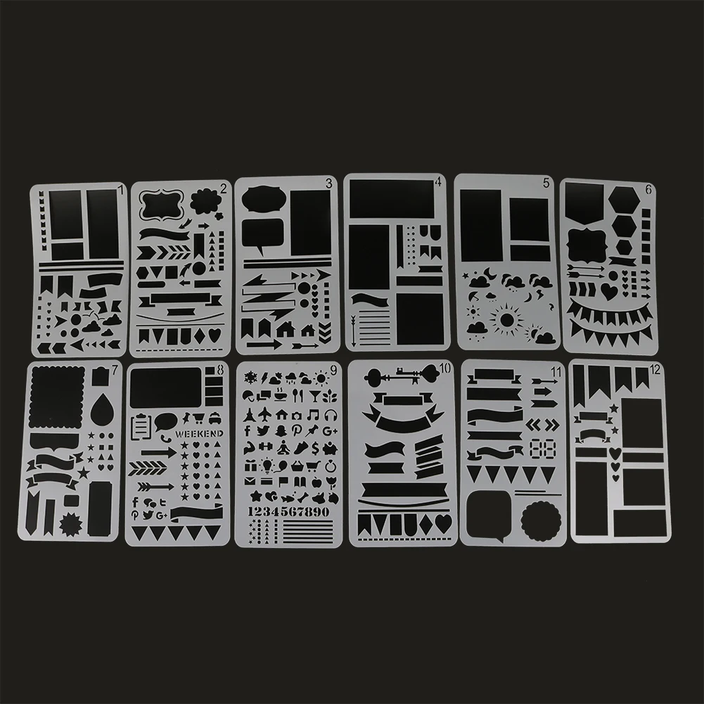 DIY Painting Template Wall Layering Stencils Scrapbook Album Handbook Journal Coloring Embossing Decorative Card Template 20 Pcs