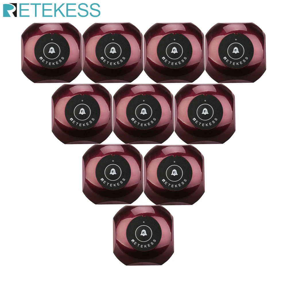 Retekess 10Pcs TD013 Waterproof Call Bell Button Transmitters For Wireless Waiter Calling System Call Pager Cafe Bar Hotel Club