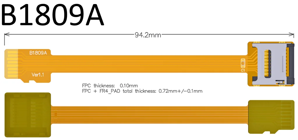 Micro SD to Micro SD Card Extension Cable Adapter Flexible Extender Compatible with SanDisk MicroSDHC/Anet A8 /Raspberry Pi/GPS