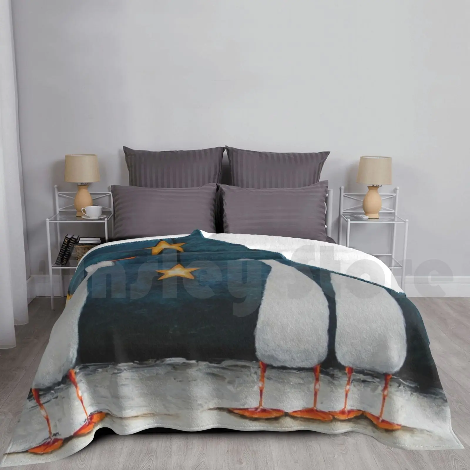 Debajo de las estrellas manta personalizada de moda, pato, pájaro, corredor indio, tres patos, 3 patos, estrellas, estrella, acrílico en