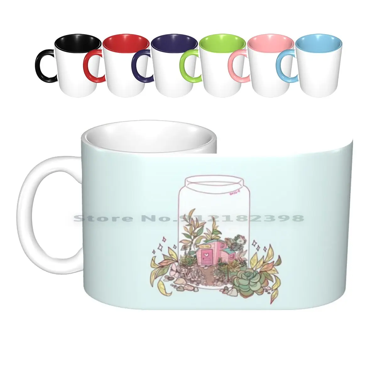 Re-Tail Terrarium Sticker Ceramic Mugs Coffee Cups Milk Tea Mug Acnl Animal Animal New Leaf Videogame Cute Terrarium Plants