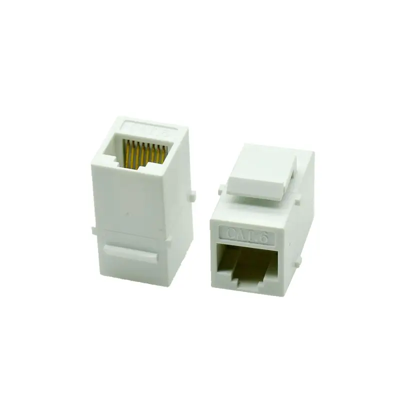 White Color CAT6 RJ45 Keystone Jack Female Coupler Insert Snap-in Connector Socket Adapter Port For Wall Plate Outlet Panel