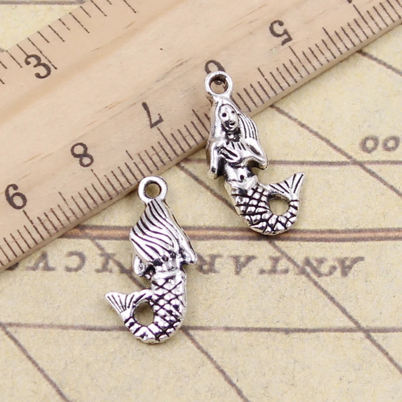 10pcs Charms mermaid 22x12mm Tibetan Bronze Silver Color Pendants Antique Jewelry Making DIY Handmade Craft