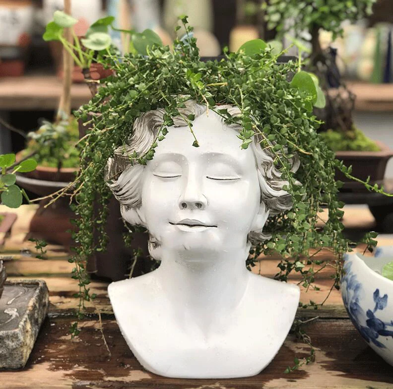 Nordic Monroe Portrait Flower Pot Resin Ornaments Courtyard Outdoor Villa Figurines Crafts Balcony Garden Sculpture Decoration