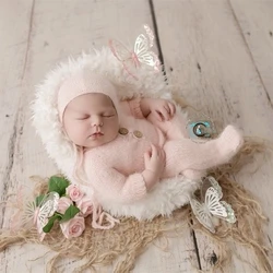 Rekwizyty fotograficzne dla dzieci, Baby handmade mink przędza romper dla noworodka fotografia rekwizyty