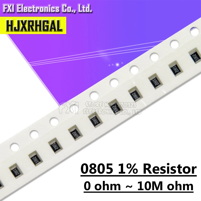 100pcs 1% 0805 SMD resistor 0R ~ 10M 1/8W 0 0.1 1 10 100 150 220 330 ohm 1K 2.2K 4.7K 10K 100K 1R 10R 100R 150R 220R 330R 1M 10M